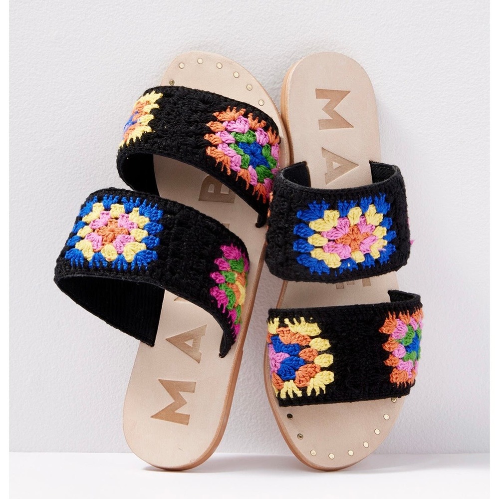 Manebi Crochet Double Strap Sandal Womens Multicolor Size EU 40 US 10